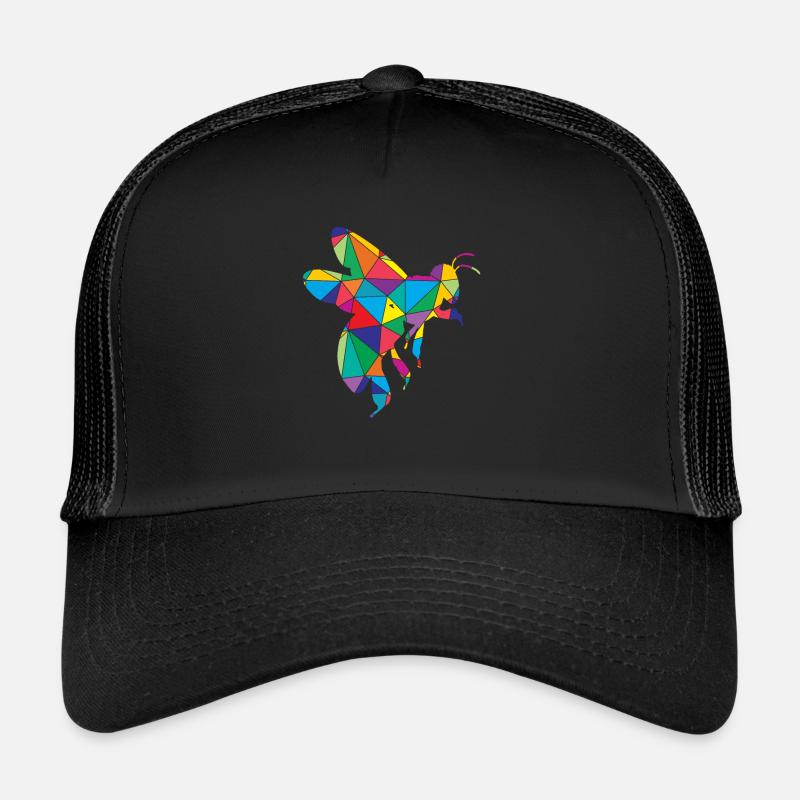 Faible Poly Bee Géométrie Polygone Abeille - Casquette trucker  - noir/noir