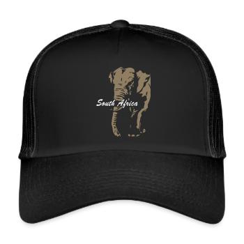 Südafrika - Elefant - Trucker Cap - Schwarz/Schwarz - Vorne
