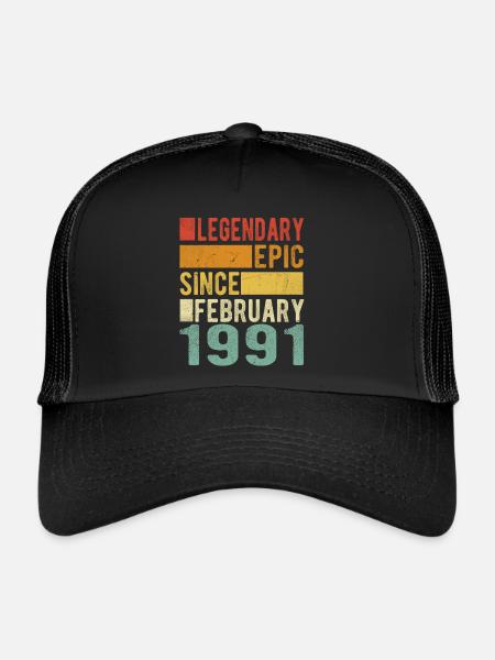 Anniversaire Février 1991 Épopée légendaire - Casquette trucker  - noir/noir - Devant