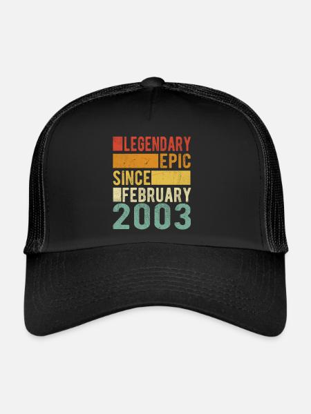 Anniversaire Février 2003 Épopée légendaire - Casquette trucker  - noir/noir - Devant