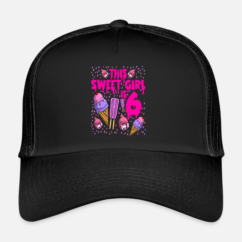 Eiscreme Geburtstag 6. Geburtstag Eisparty - Trucker Cap - Schwarz/Schwarz