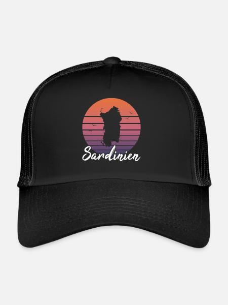 Sardaigne Île Italie Cadeau Rétro de Vacances - Casquette trucker  - noir/noir - Devant