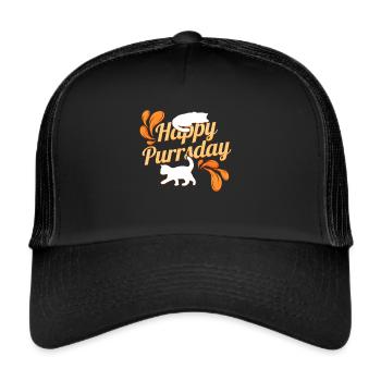 Logo Happy Purrsday With Sweet Kitten On Purrsday - Trucker Cap - black/black - Front