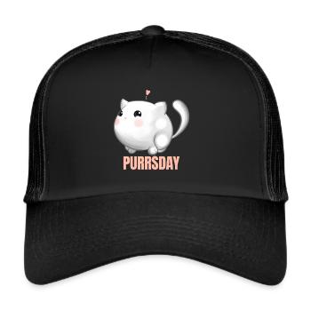 Chubby Cat In Love On Purrsday - Trucker Cap - black/black - Front