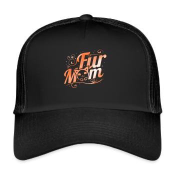 Fluffy Cat Fur Mom On Purrsday - Trucker Cap - black/black - Front