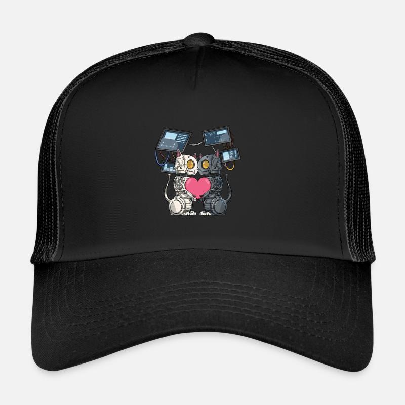Robot cat in love with a robot engineer Trucker Cap