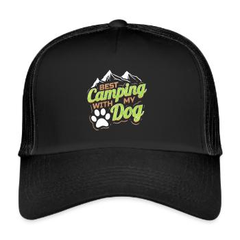 Logo pour les amoureux des chiens avec Paw On Camping - Casquette trucker  - noir/noir - Devant