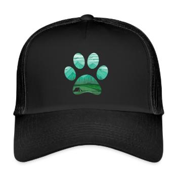 Camping Tent In A Dog Paw On Camping - Trucker Cap - black/black - Front
