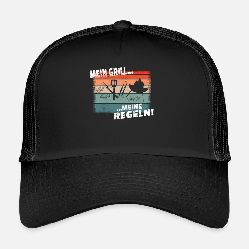 Grillen und Camper Geschenkidee - Trucker Cap - Schwarz/Schwarz