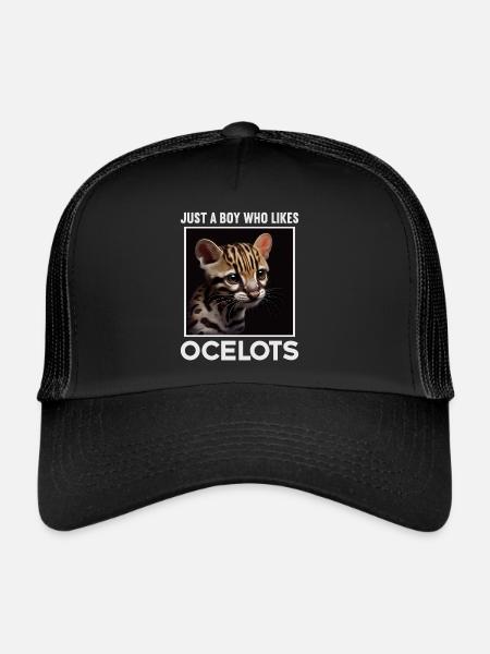 just a boy girl who loves Ocelots Ocelot ocelot ocelot - Trucker Cap - black/black - Front