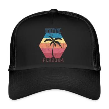 Family Vacation Florida Biscayne Palm Tree Beach Oc - Trucker Cap - black/black - Front