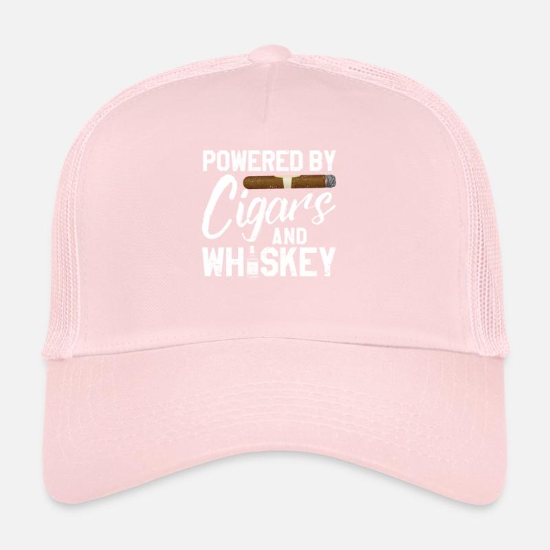 Powered by Whiskey und Zigarren Rauchen Lustige Trucker Cap