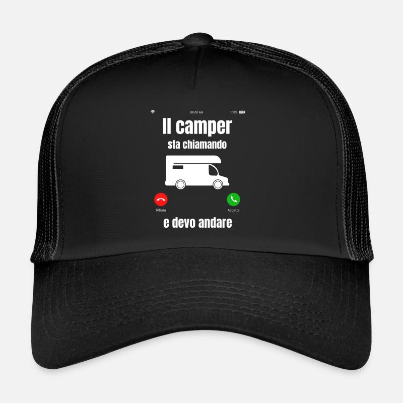 Der Camper ruft - Trucker Cap - Schwarz/Schwarz