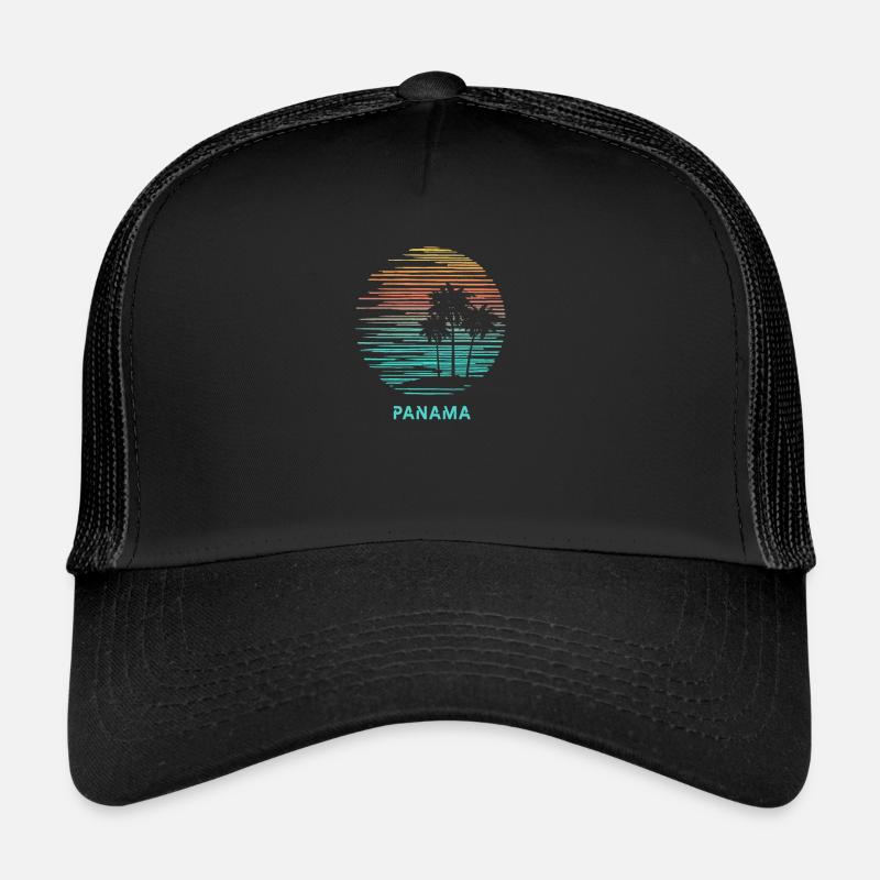 Panama Cool Souvenir Urlaub künstlerisch - Trucker Cap - Schwarz/Schwarz
