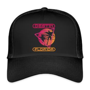 Destin Palms Florida Holiday Ocean Surfing - Trucker Cap - black/black - Front