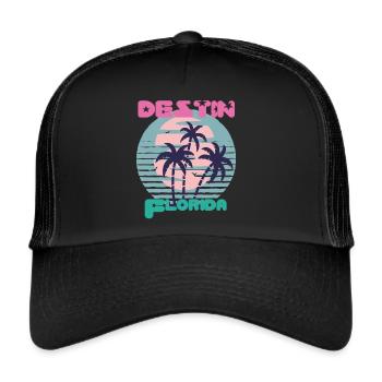 Destin Surfing Florida Holiday Palm Beach Ocean - Trucker Cap - black/black - Front