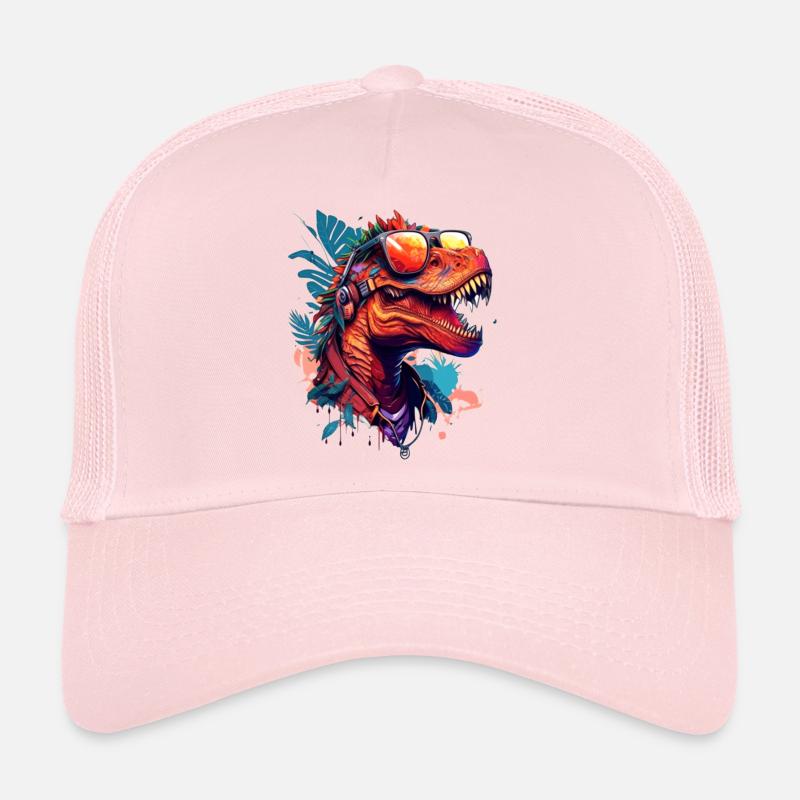Summer Sun and Party Dino T-Rex Head Trucker Cap