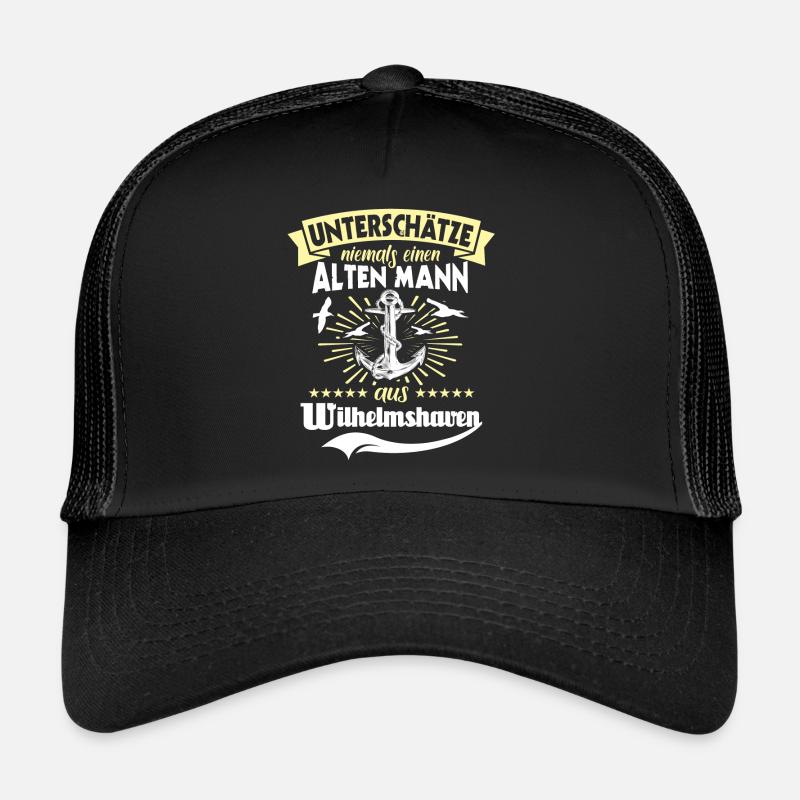 Wilhelmshaven Mann Wilhelmshavener Männer - Trucker Cap - Schwarz/Schwarz