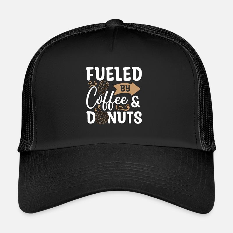 Coffee & Doughnuts Fueled By Coffee & Breakfast - Trucker Cap - Schwarz/Schwarz