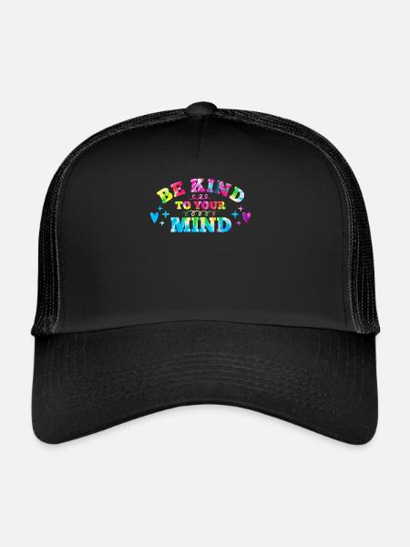 Soyez gentil avec votre Santé mentale - Casquette trucker  - noir/noir - Devant