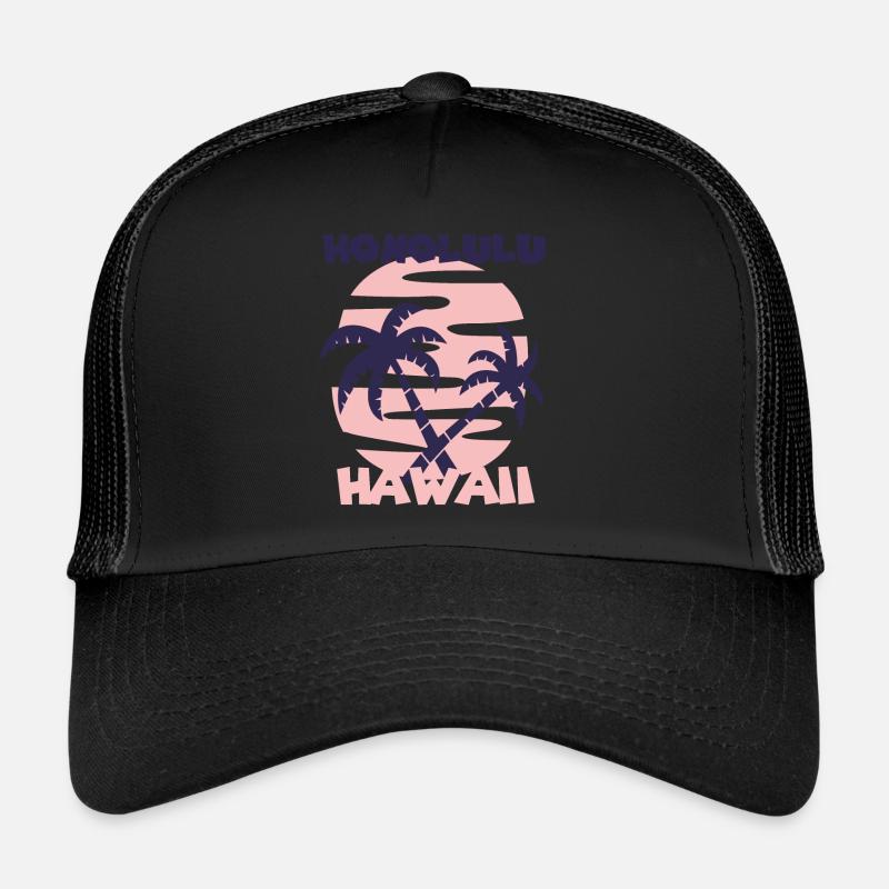 Family Vacation Hawaii Honolulu Palm Tree Beach Oce Trucker Cap