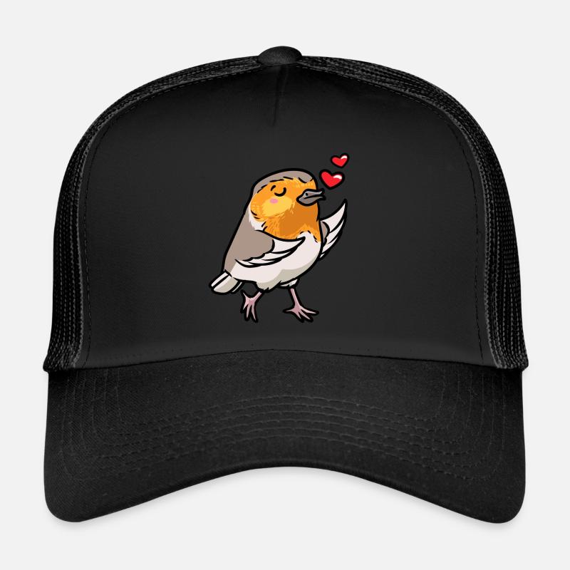 Rotkehlchen Vogel Kawaii Emoticon Trucker Cap