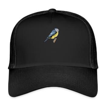 Blaumeise I Vogel Meise Motiv für Vogelbeobachter - Trucker Cap - Schwarz/Schwarz - Vorne