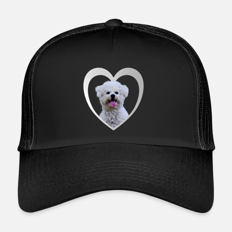 Bichon Frisé Herz - I love Bichon Frise - Trucker Cap - Schwarz/Schwarz