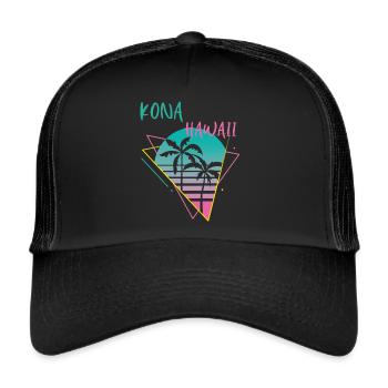 Kona Hawaii Palms Rétro Ocean Surfing - Casquette trucker  - noir/noir - Devant