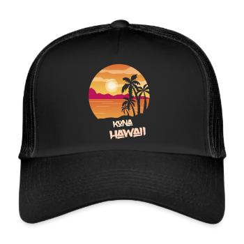 Hawaii Kona Vacances Palm Ocean Surf - Casquette trucker  - noir/noir - Devant