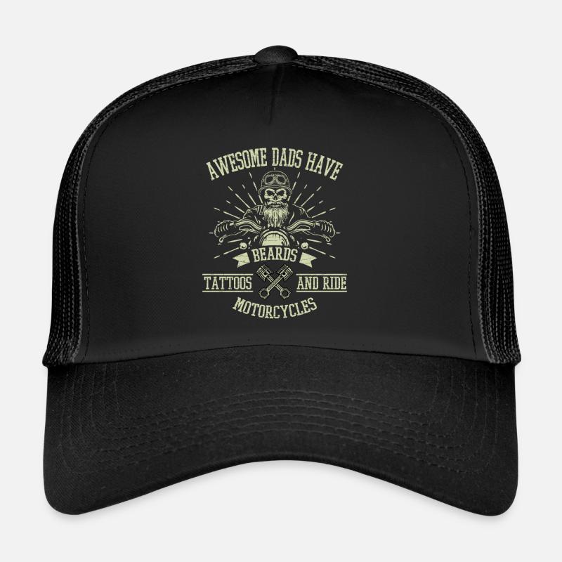 Biker Papa Motorradfahrer - Trucker Cap - Schwarz/Schwarz