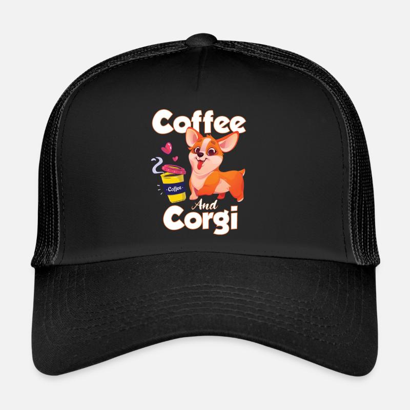 Coffee and corgi - Trucker Cap - black/black