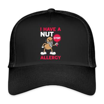 J’ai une allergie aux noix aux arachides allergique aux arachides - Casquette trucker  - noir/noir - Devant