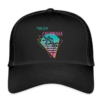 California Malibu Palm Ocean Surfing - Trucker Cap - black/black - Front