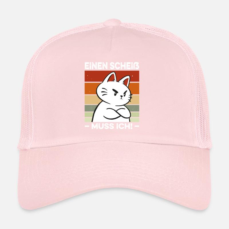 Einen Scheiß muss ich Spruch fette Katze Retro Trucker Cap
