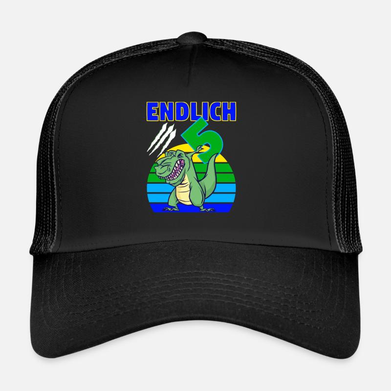 5 Geburtstag Dino Dinosaurier Trex 5 Jahre Junge Trucker Cap