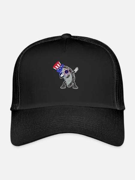 Dab Taco July 4 American Flag USA - Trucker Cap - black/black - Front
