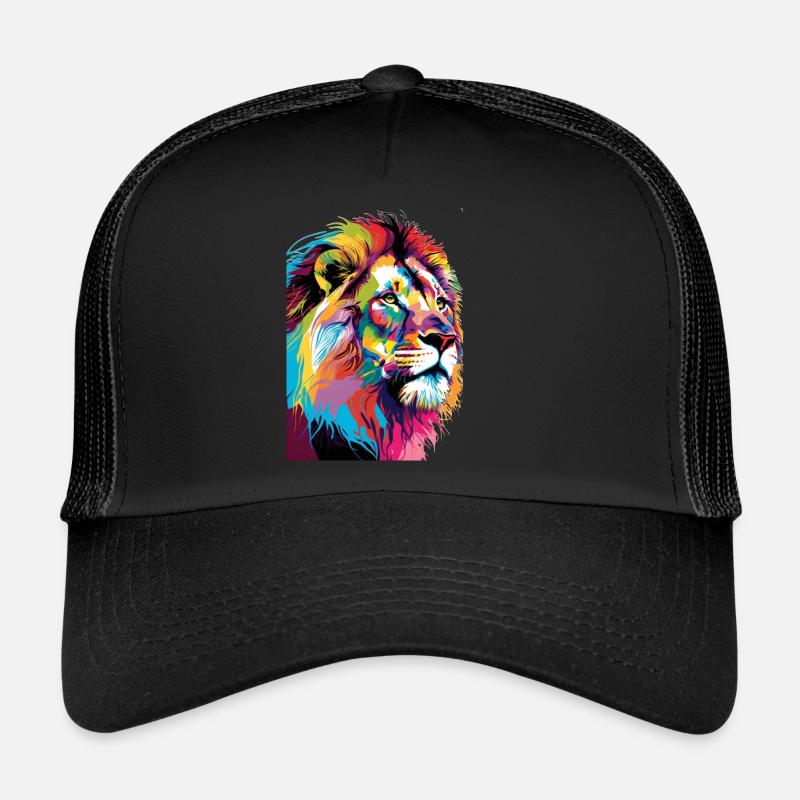 Lion Pop Art - Trucker Cap - Schwarz/Schwarz