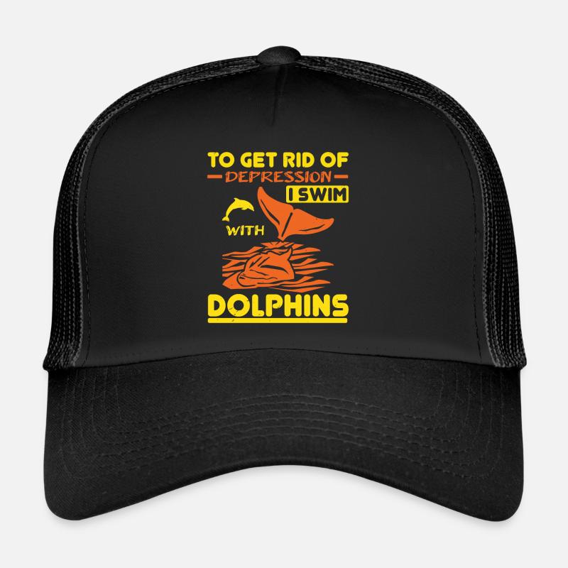 POUR ME DÉBARRASSER DE LA DÉPRESSION, JE NAGE AVEC LES DAUPHINS Casquette trucker 