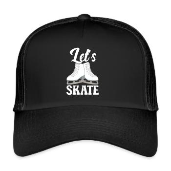 Eis Skating -Skater Eisschild Skate Girl - Trucker Cap - Schwarz/Schwarz - Vorne