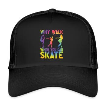 Eis Skating -Skater Eisschild Skate Girl - Trucker Cap - Schwarz/Schwarz - Vorne
