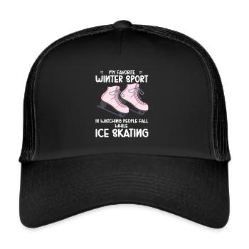 Eis Skating -Skater Eisschild Skate Girl - Trucker Cap - Schwarz/Schwarz - Vorne