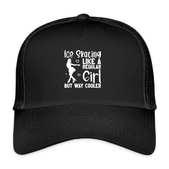 Eis Skating -Skater Eisschild Skate Girl - Trucker Cap - Schwarz/Schwarz - Vorne