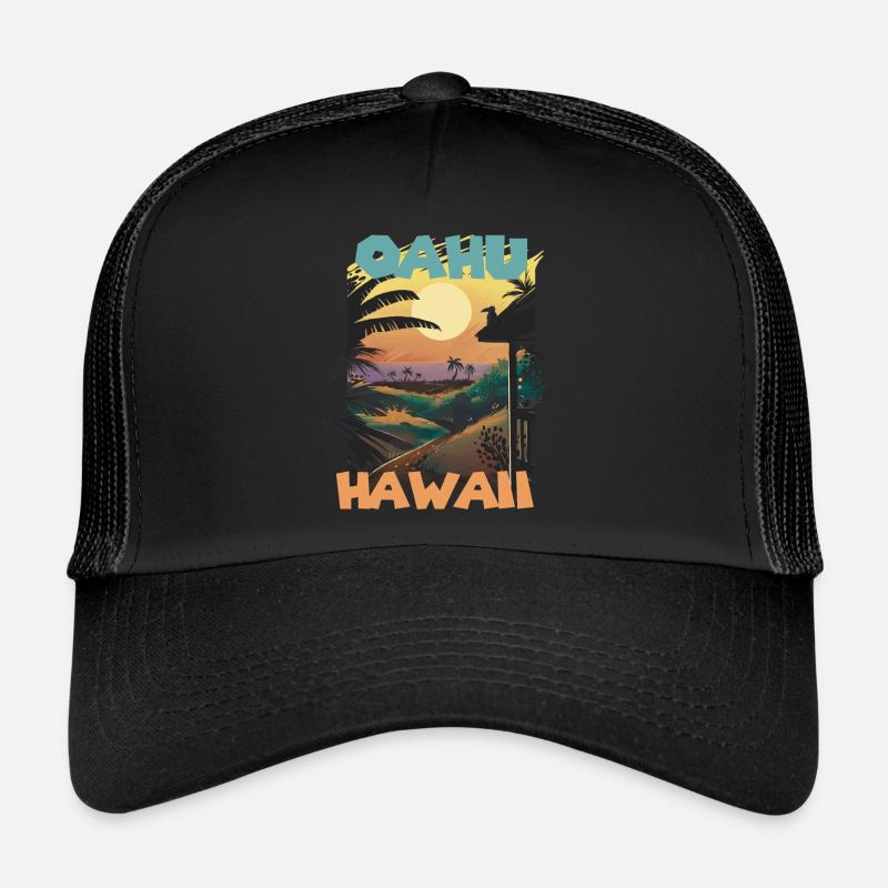 Palm Hawaii Oahu Vacation Beach Ocean Casquette trucker 