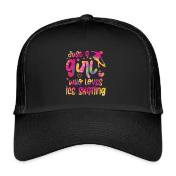 Eis Skating -Skater Eisschild Skate Girl - Trucker Cap - Schwarz/Schwarz - Vorne