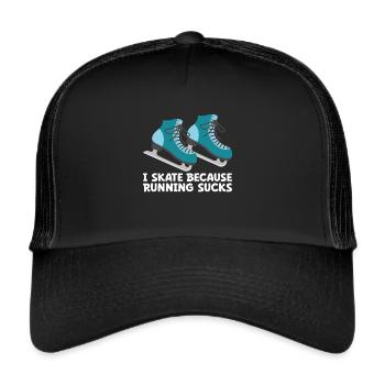 Eis Skating -Skater Eisschild Skate Girl - Trucker Cap - Schwarz/Schwarz - Vorne
