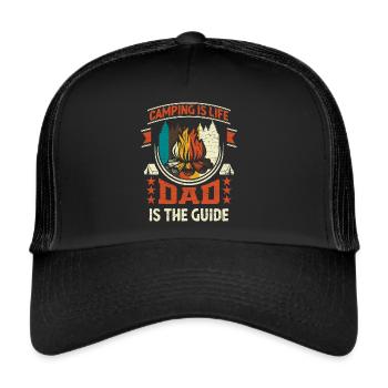 Camping Dad Camper Papa - Trucker Cap - Schwarz/Schwarz - Vorne