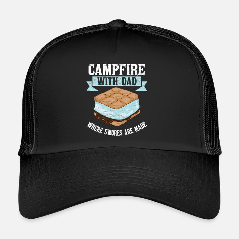 Camping Lagerfeuer Papa - Trucker Cap - Schwarz/Schwarz