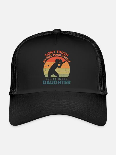 PingPong Player Lustiges Tischtennis Papa - Trucker Cap - Schwarz/Schwarz