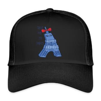 Paris cute Eiffel Tower Kawaii Parisian Souveni - Trucker Cap - black/black - Front